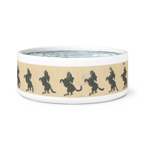 Retro Antique Zoetrope Strip Ceramic Dog Bowl