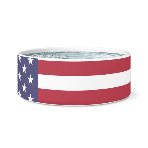 U.S. Flag Dog Food Bowl Ceramic Dog Food Bowl