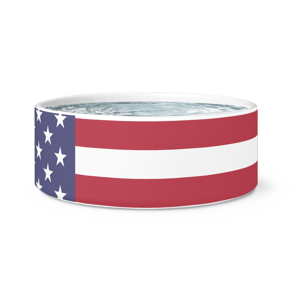 U.S. Flag Dog Food Bowl Ceramic Dog Food Bowl